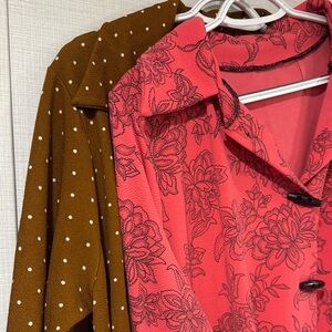 Floral Pink and Polka Dot Brown Blouses